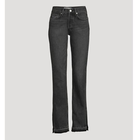 NWT EB DENIM Unraveled Two Jean High Rise Split Hem Straight Leg Jean 24 + FLAW - Picture 5 of 15